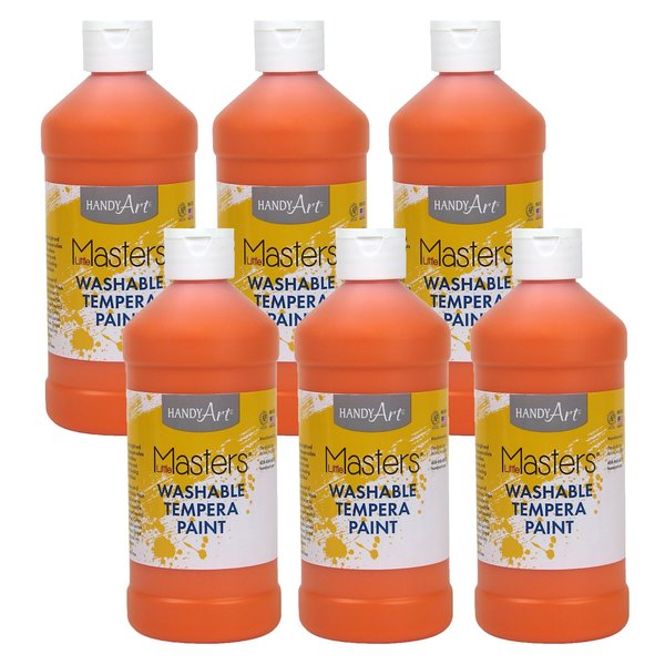 Handy Art Little Masters Washable Tempera Paint, Orange, 16 oz., 6PK 211715